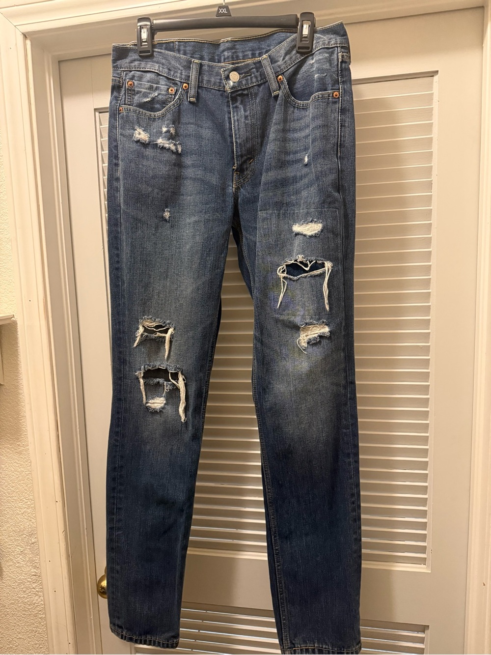 Levi's Men's Distressed Blue Slim Straight Jeans